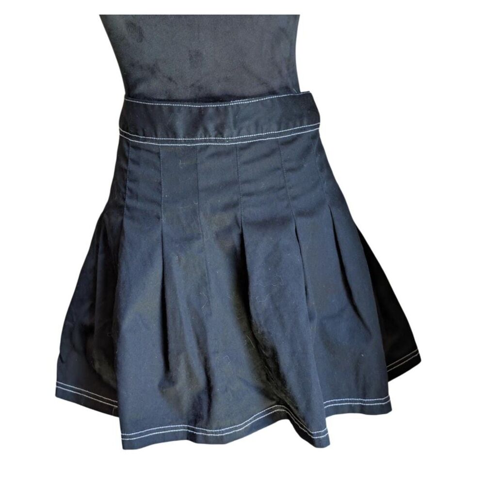 Dickies Y2K Grunge Contrast Stitch Box Pleated Tennis Mini Skirt Black, Size 29